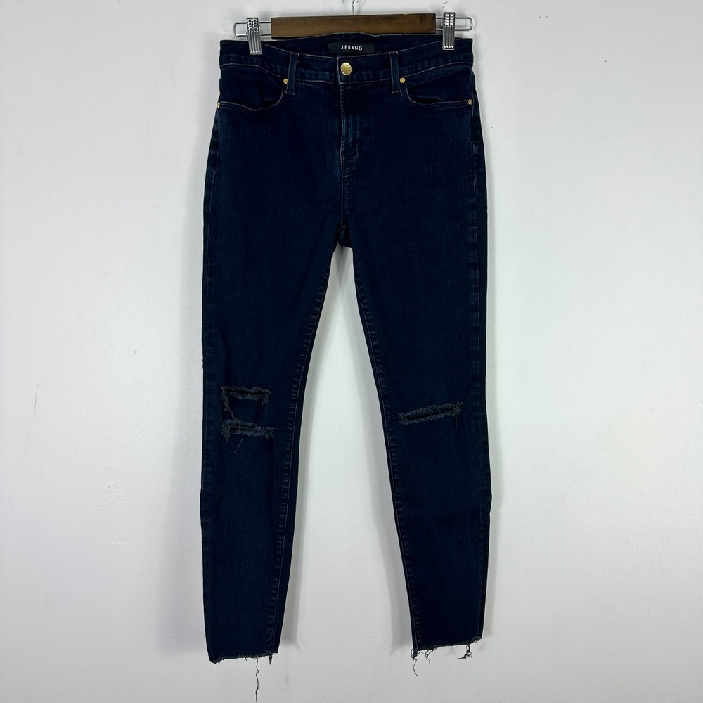 J Brand‎ Blue Mercy Cropped Skinny Jeans 30 Distressed Raw Hem Minimalist Grunge